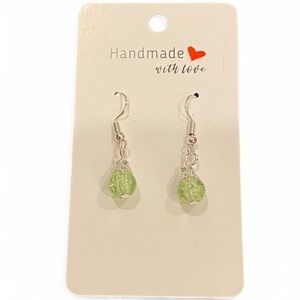 Green Beaded Dangle Earrings